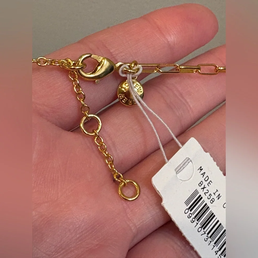 NWT J.Crew Square Crystal Station Necklace in Gold